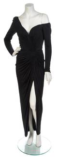 A Vicky Tiel Couture Black Jersey Ruched Dress