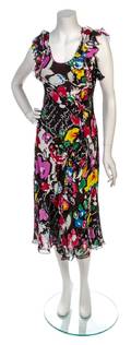 Sonia Rykiel Multicolor Floral Sheer Silk Chiffon Dress