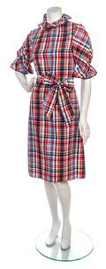 A Pierre Cardin Multicolor Plaid Cotton Shirtdress