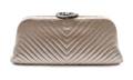 Chanel Light Taupe Chevron Quilted Satin Clutch