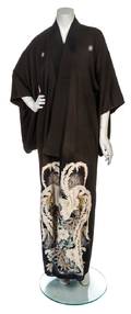 A Black and Ivory Silk Kimono