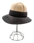 A Christian Dior Black and Khaki Straw Sun Hat