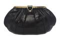 A Judith Leiber Large Black Karung Snakeskin Bag