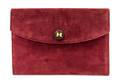 An Hermes Burgundy Suede Rio Clutch