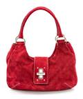 A Prada Red Suede Shoulder Bag