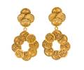 A Pair of Chanel Goldtone Medallion Chandelier Earclips