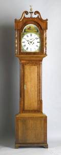 English George III mahogany and oak tall case clock ca1800
