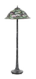 A Leaded Glass and Bronze Floor Lamp