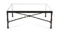 A Black Patinated Bronze and Glass Top Low Table