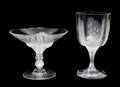 Two Lalique Molded and Frosted Glass Stems