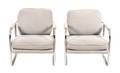 A Pair of Chrome and Upholstered Armchairs