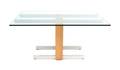 An Aluminium and Rosewood Glass Top Dining Table