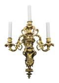 A Louis XV Style Gilt Bronze ThreeLight Wall Sconce
