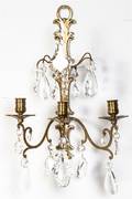 A Pair of French Brass ThreeLight Sconces