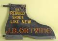 Millville Pennsylvania 2sided painted tin shoe trade sign 20th c