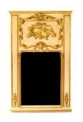 A Painted and Parcel Gilt Trumeau Mirror