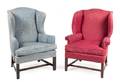 A Near Pair of Georgian Style Mahogany Wingback Armchairs