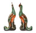 A Pair of Chinese Export Polychrome Enameled Figures of Phoenix