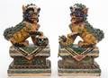 A Pair of Chinese Glazed Ceramic Temple Lions