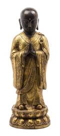 A Gilt Bronze Figure of a Monk