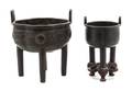 Two Archaistic Bronze Tripod Censers