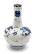 A Blue and White and Famille Rose Porcelain Dragon Vase