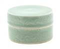 A Molded Celadon Glaze Porcelain Lidded Box
