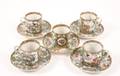 Set of 5 Rose Medallion Demitasse Cups  Saucers