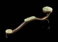 A Jade Mounted Wood Ruyi Scepter