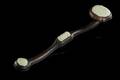 A Jade Mounted Hardwood Ruyi Scepter