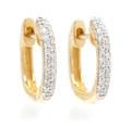 A Pair of 14 Karat Yellow Gold and Diamond Hoop Earrings