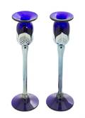 A Pair of Glass Candlesticks