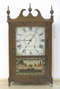 Connecticut Federal mahogany pillar and scroll clock ca 1825