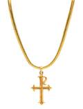 An 18 Karat Yellow Gold Snake Chain Necklace with Cross Pendant