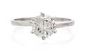 A 14 Karat White Gold and Diamond Solitaire Ring
