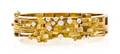 A Modernist 14 Karat Yellow Gold and Diamond Bangle Bracelet