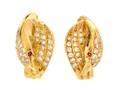 An 18 Karat Yellow Gold Diamond and Ruby Swan Motif Demi Parure France
