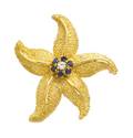 An 18 Karat Yellow Gold Diamond and Sapphire Starfish Brooch Hammerman Brothers