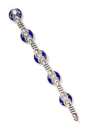 A Sterling Silver and Enamel Link Bracelet Gucci