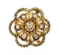 An Vintage Yellow Gold Diamond and Enamel Brooch