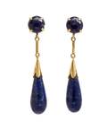 A Pair of 14 Karat Yellow Gold and Lapis Lazuli Dangle Earrings
