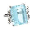 A White Gold Aquamarine and Diamond Ring