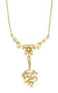 A 14 Karat Yellow Gold and Seed Pearl Articulated NecklaceBrooch