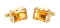 A Pair of 14 Karat Yellow Gold and Citrine Cufflinks