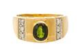 A 14 Karat Yellow Gold Tourmaline and Diamond Ring