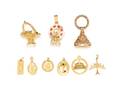 A Collection of Yellow Gold and Multigem Charms