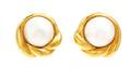 A Pair of 18 Karat Yellow Gold and Mabe Pearl Earclips