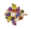 A Yellow Gold Diamond and Multi Gem Ring