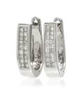 A Pair of 14 Karat White Gold and Diamond Hoop Earrings