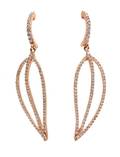 A Pair of 18 Karat Rose Gold and Diamond Leaf Motif Earrings